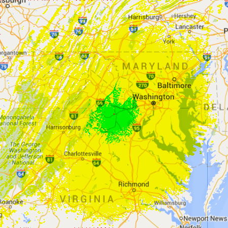 VAPN HF 30m Coverage Area - 400 x 400 km