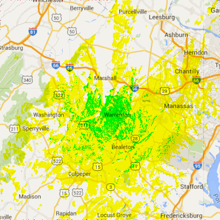 VAPN UHF 440 Coverage Area - 100 x 100 km