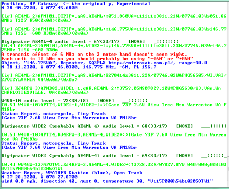 Sample log from Direwolf